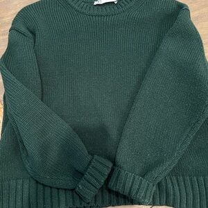 Zara Deep Green Crew Neck Sweater